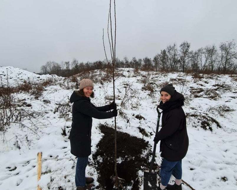 Kenia und Sophie von hejhej pflanzen einen Baum