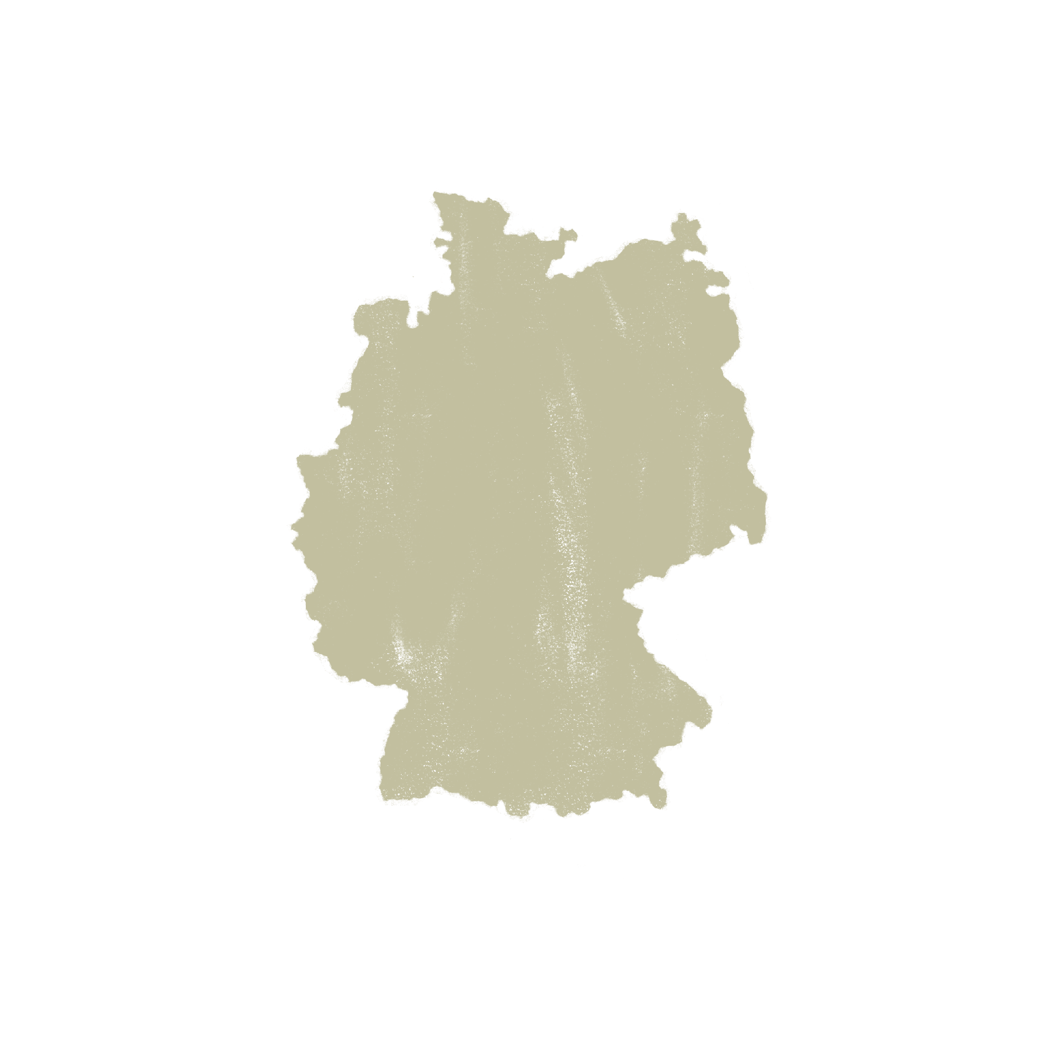 Eine Zeichnung, die den Umriss von Deutschland in einem pasteligen matschgrün darstellt. 