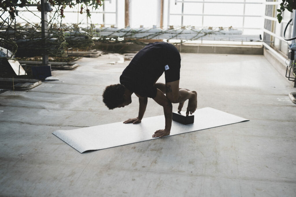 The crow with the feet on the yoga blocks by hejhej