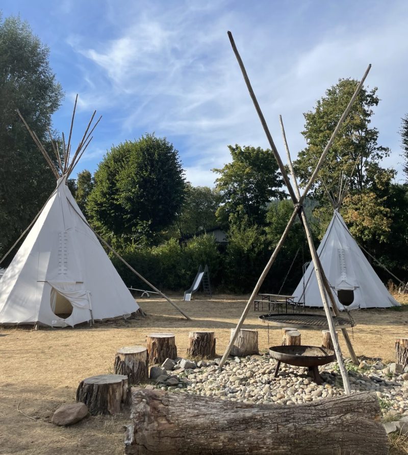 The tipis in the Odenwald river camp